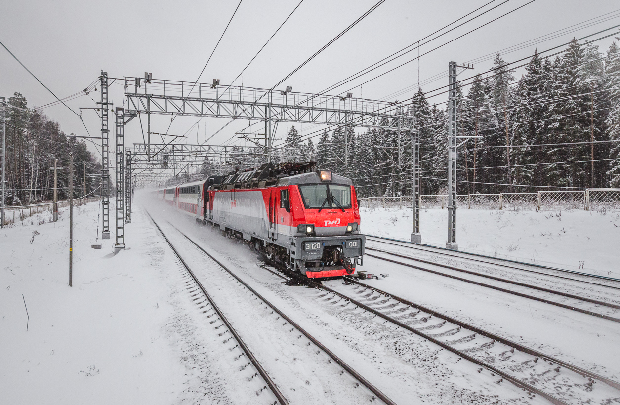 Russian Railways' passenger train with EP20 electric locomotive