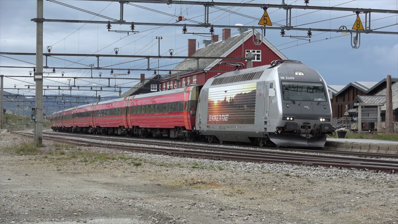 A long-distance passenger train on the Norwegian railway network