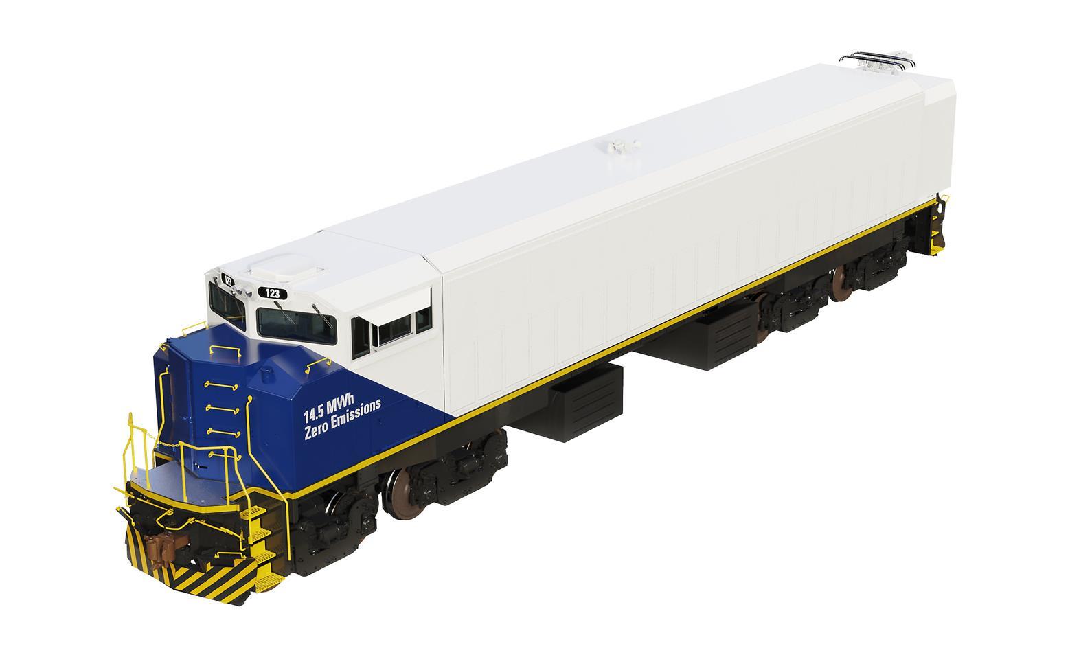 Render of the EMD Joule battery locomotive for Fortescue Metals Group