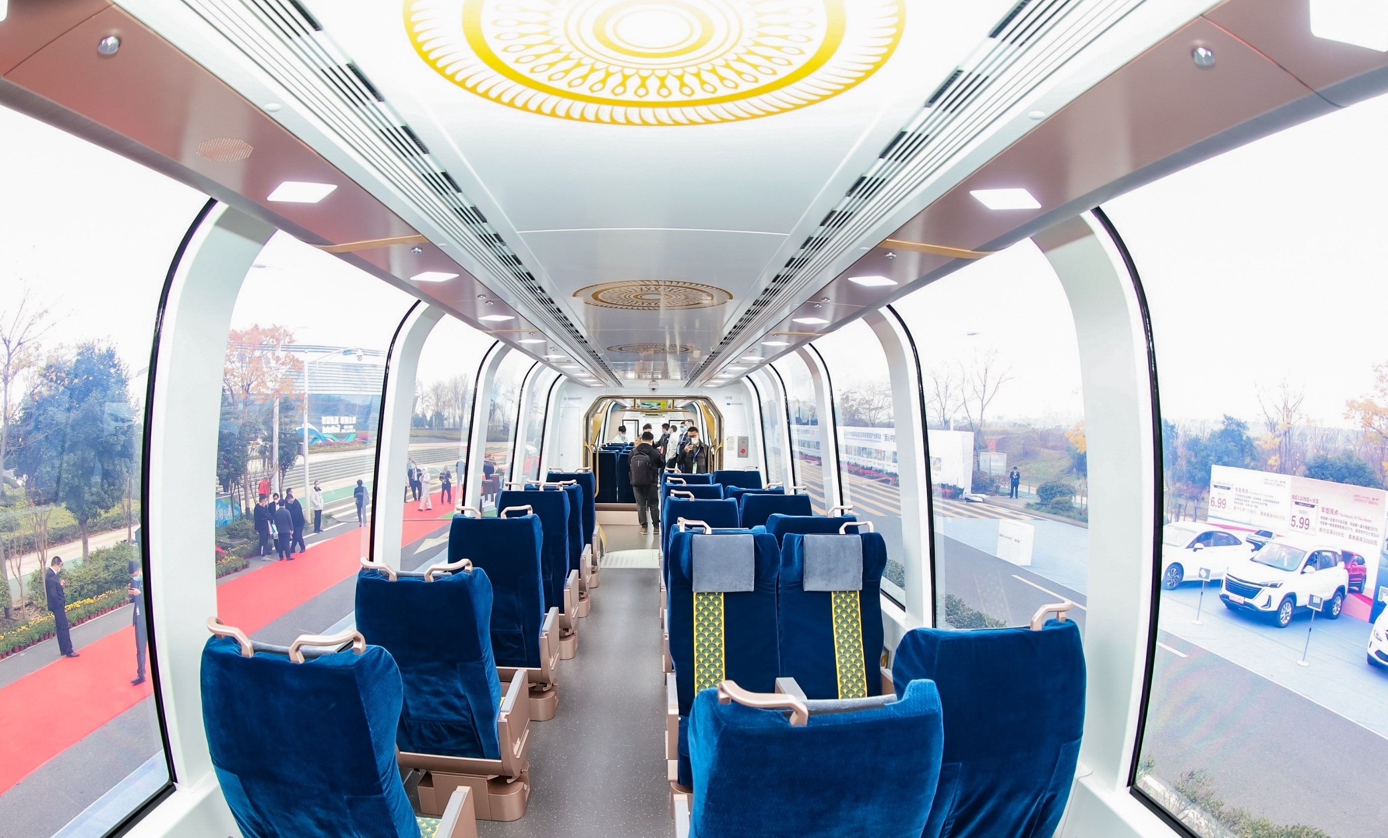 The seats in the CRRC's panoramic tourist train