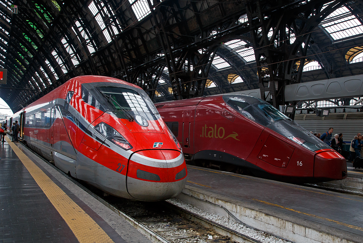 ETR 1000 and ETR 575 high-speed EMUs produced by the joint venture of Hitachi Rail and Bombardier/Alstom in Italy