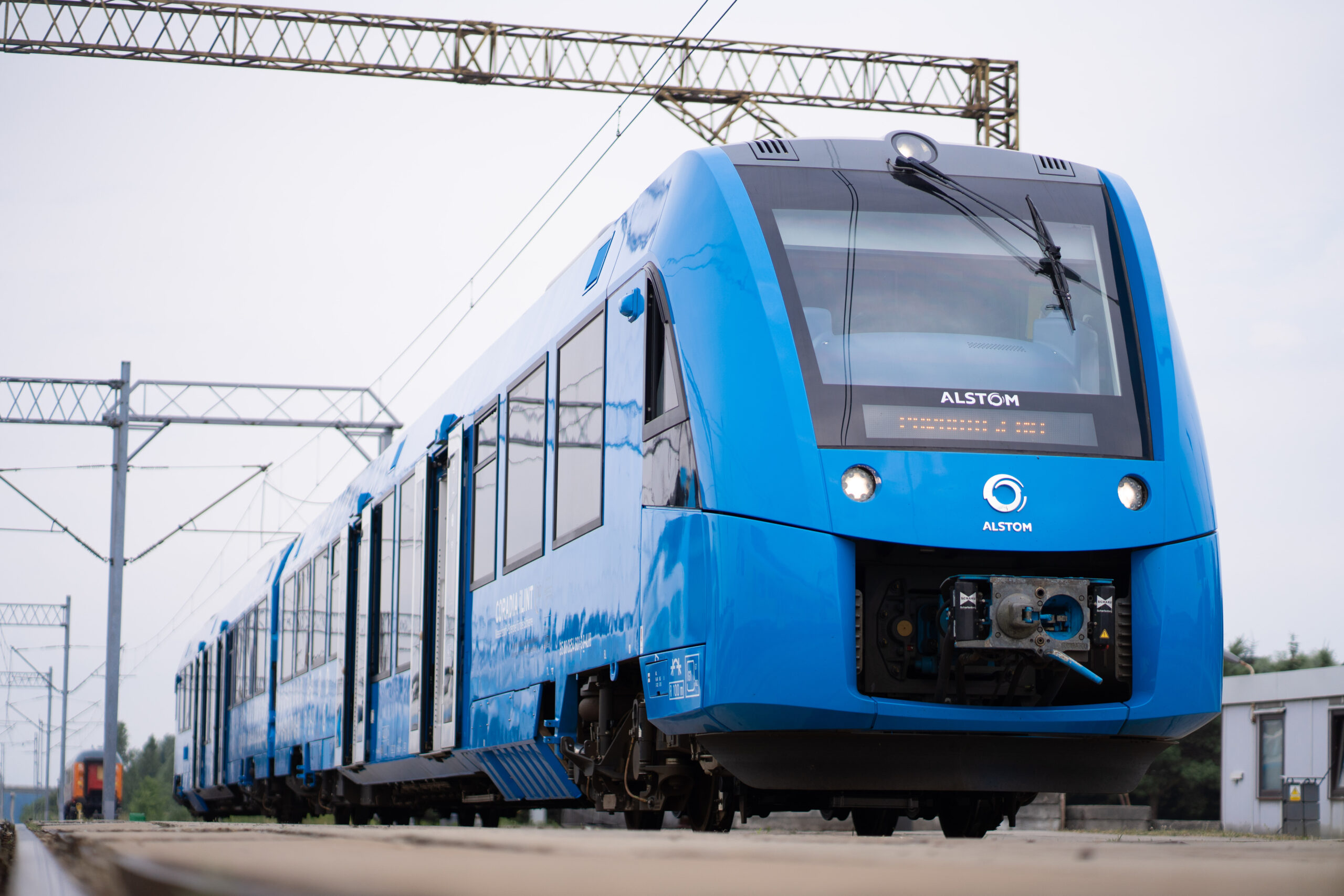 An Alstom Coradia iLint hydrogen train at the Zmigrud test track in Poland