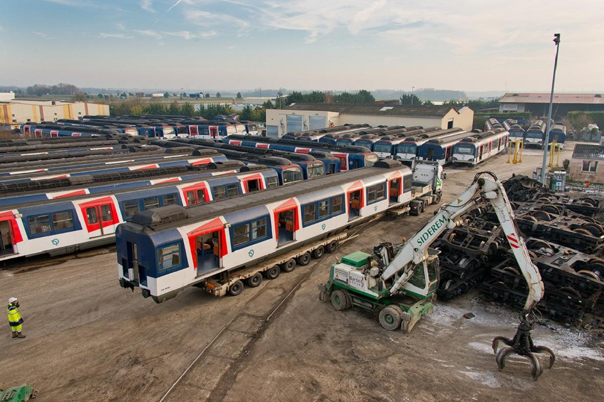 At the recycling center for Veolia metro cars, France