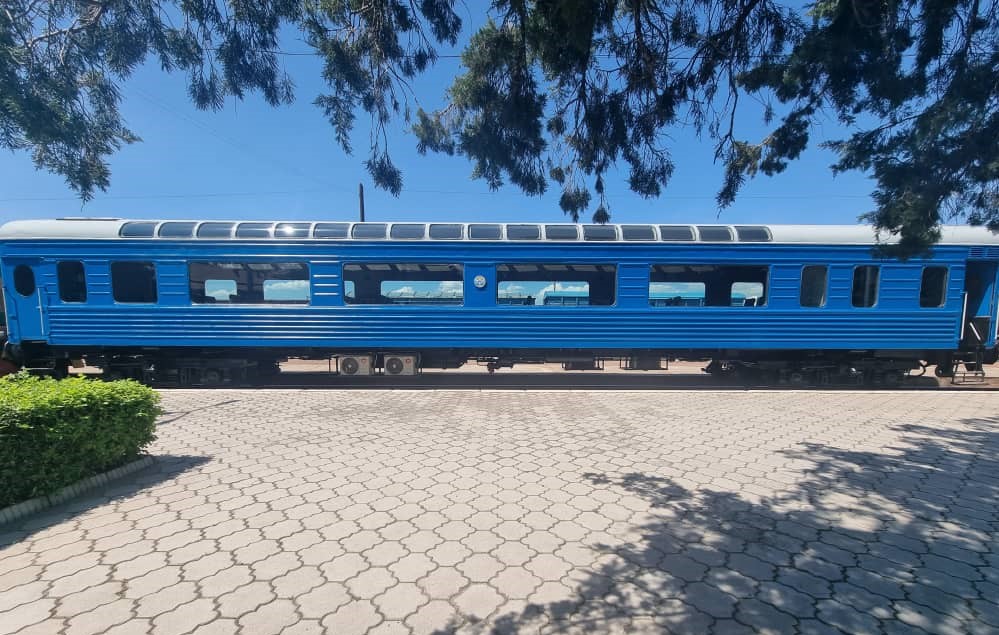 External view of the experimental passenger coach by Kyrgyz temir jolu