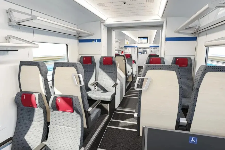 Interior render of Stadler FLIRT electric trains to be supplied by SBB, Thurbo and RegionAlps