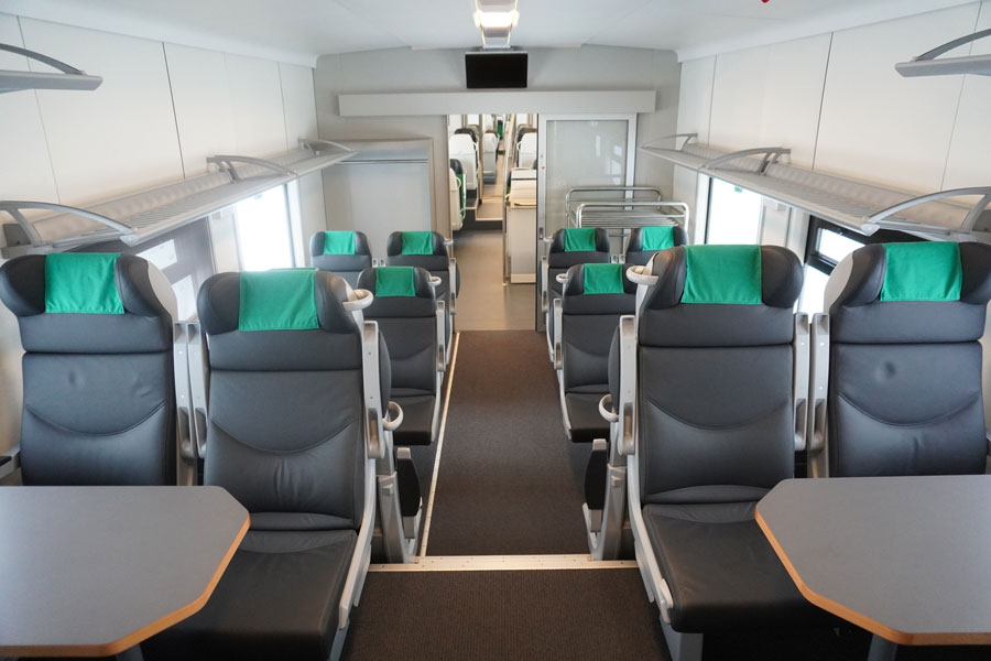 1st class cabin of the EPM Stadler FLIRT electric train
