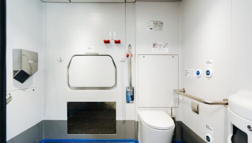 The restroom in the EGE2TV "Ivolga 3.0" EMU