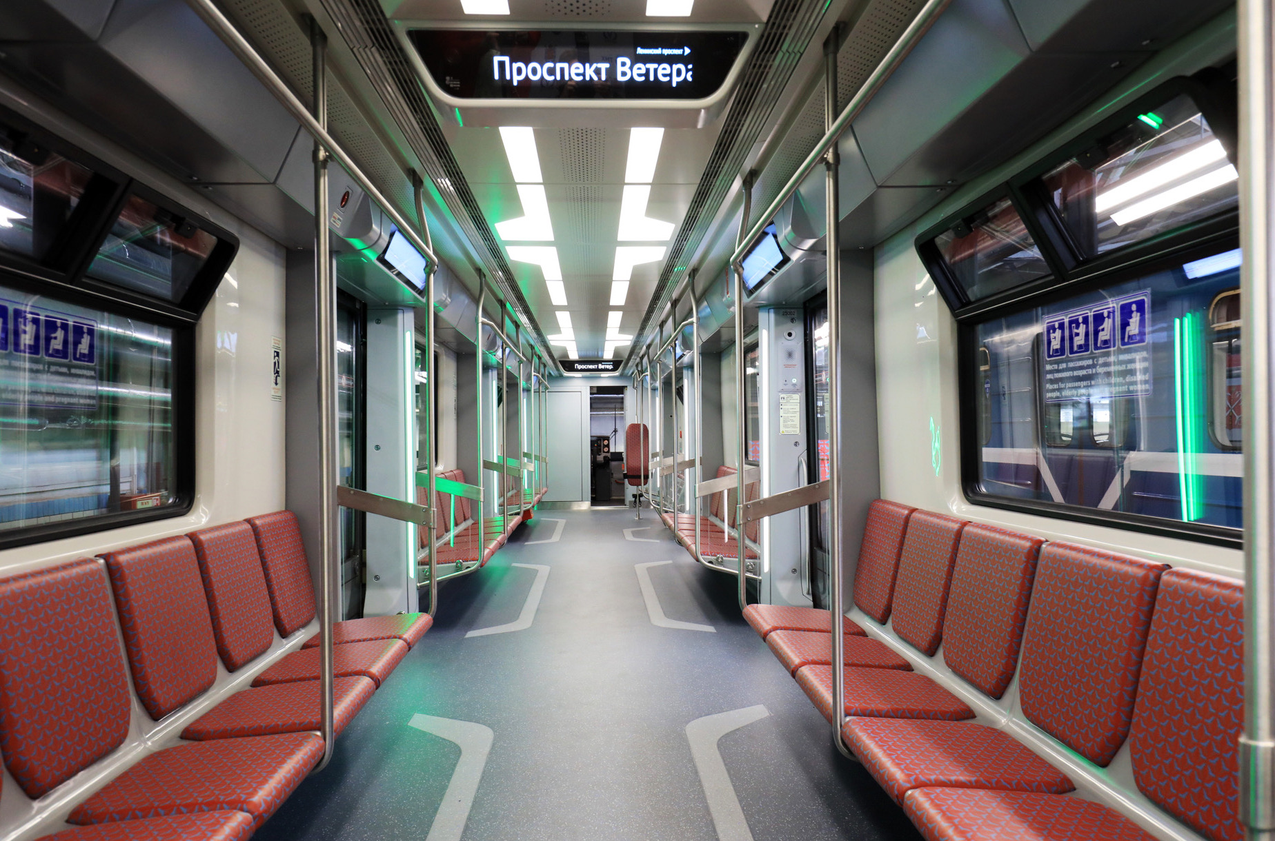 Interior of the Baltiets metro train