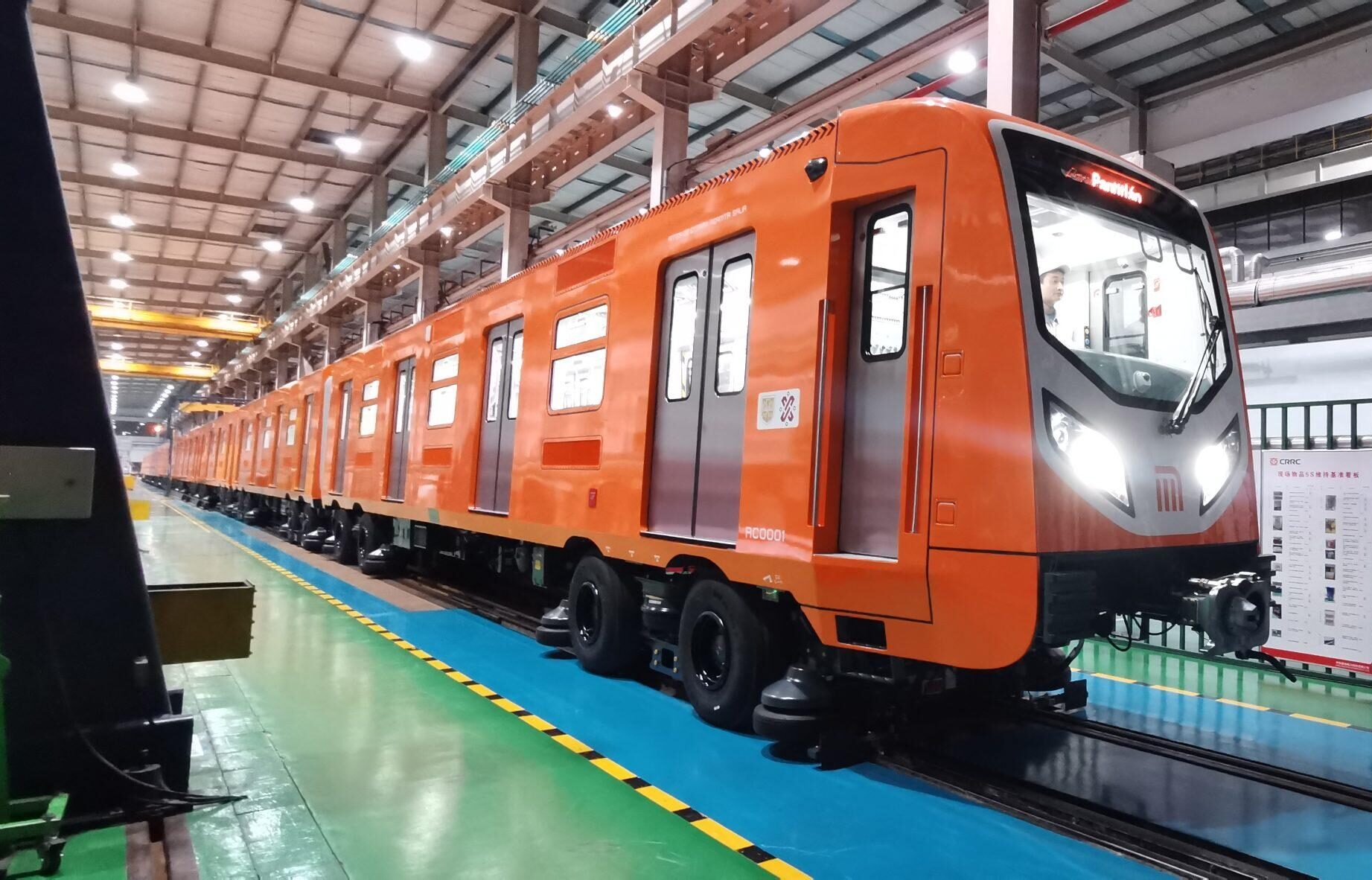 Rubber-tyred metro train by CRRC for Mexico City at the site in Zhuzhou, China