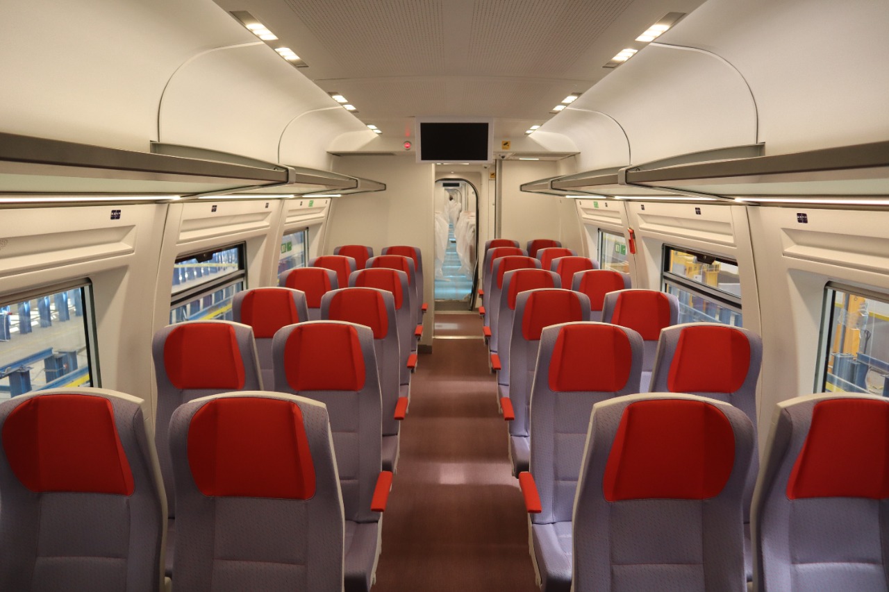 Second class coach interior of the Talgo second-class train for the Alexandria - Cairo – Aswan line