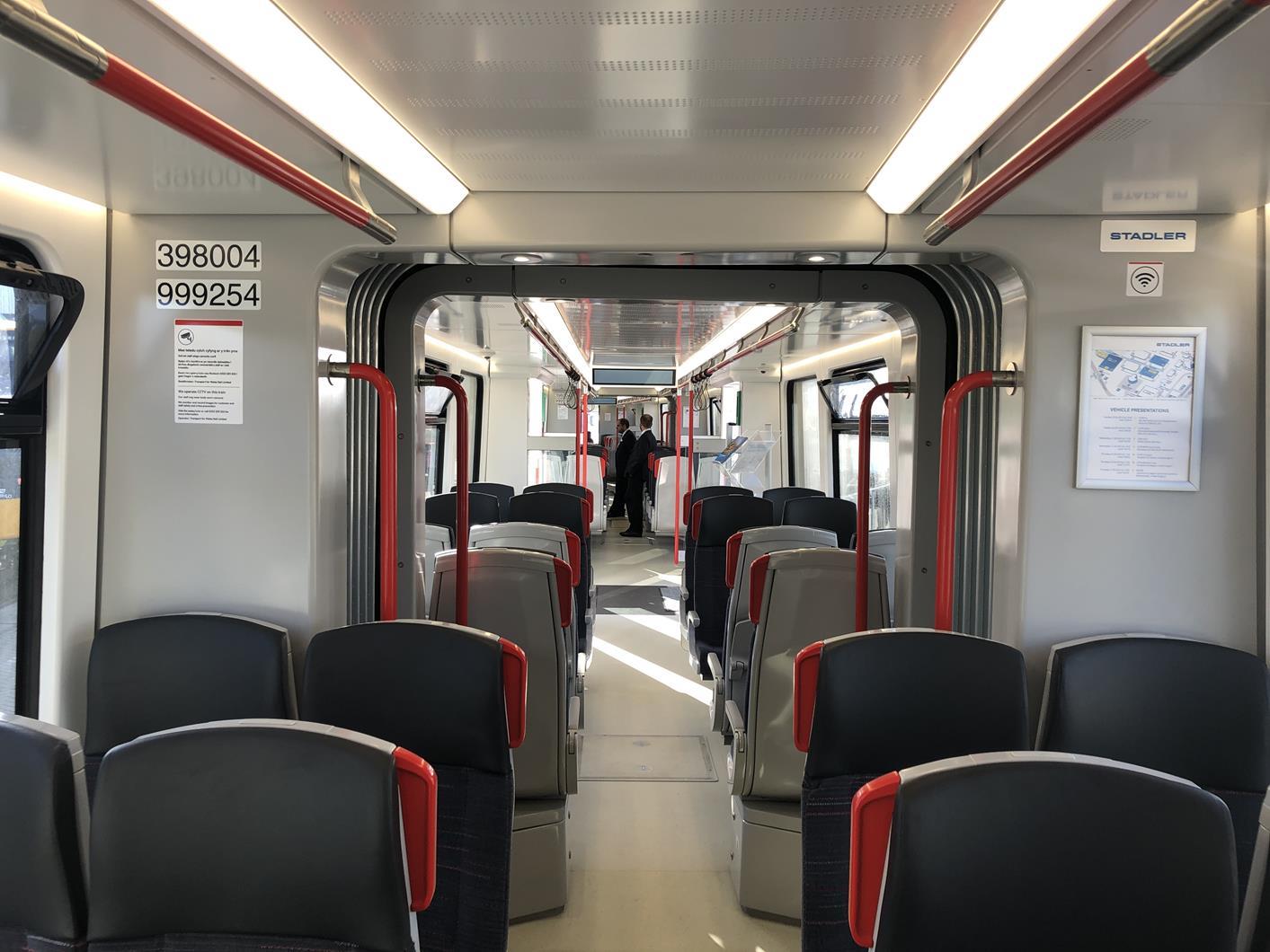 Interior of the Class 398 Citylink tram-train by Stadler