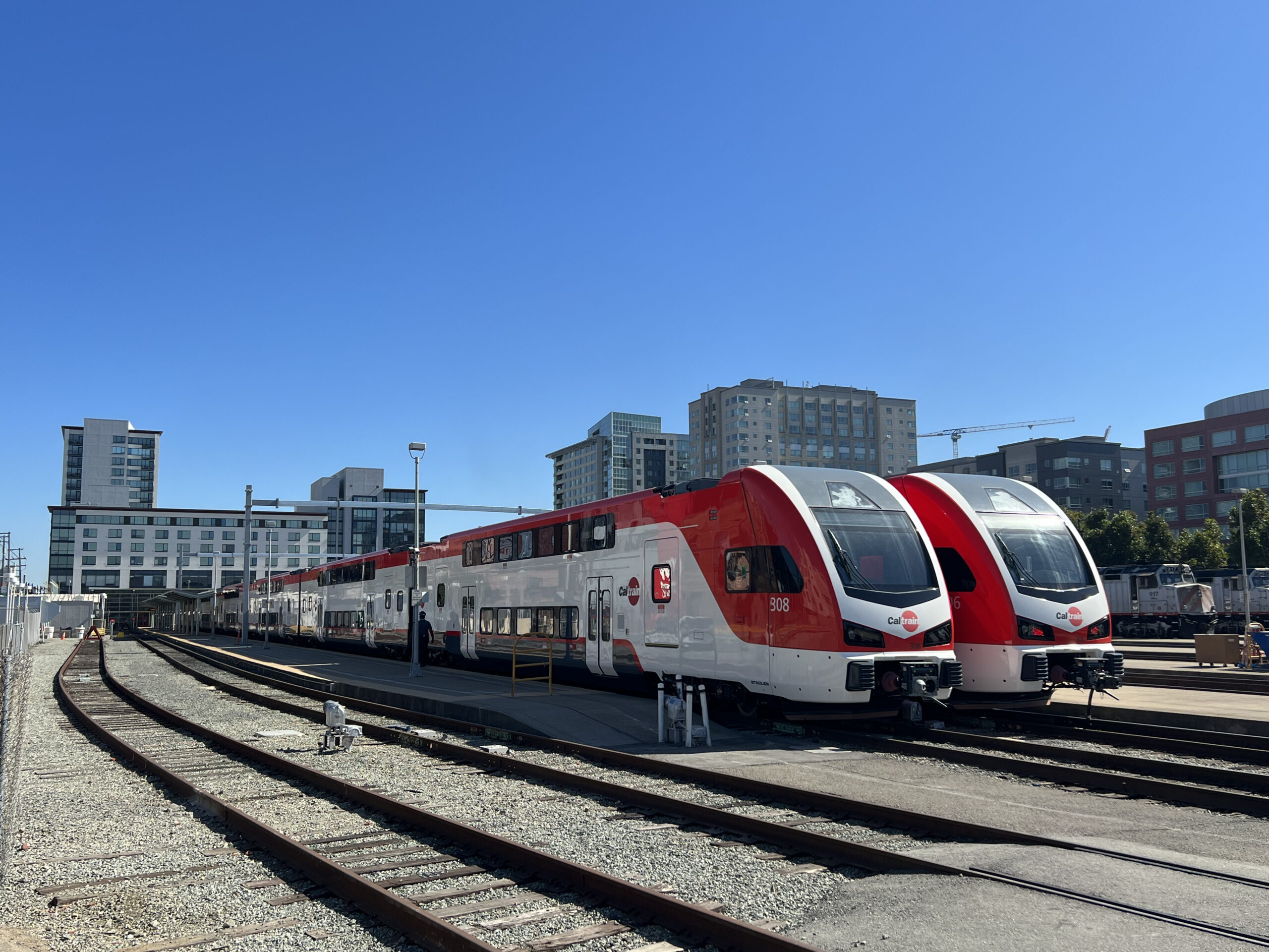Presentation of two Stadler KISS electric trains for Caltrain