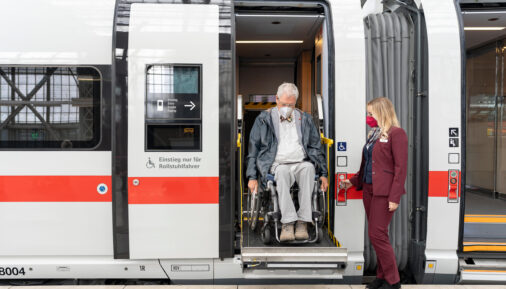 Separate door for passengers in wheelchairs