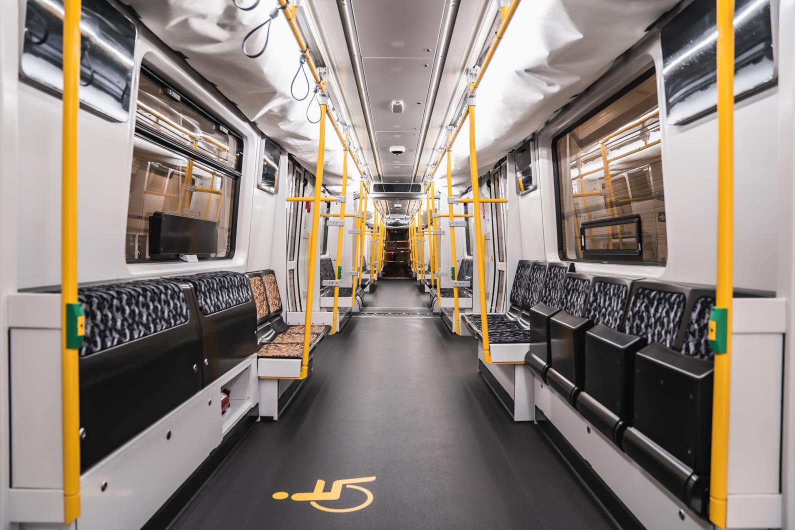 The interior of the JK-series four-car train
