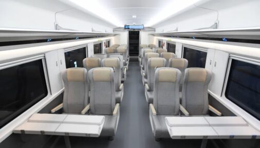 The interior of a CRRC high-speed DMU for the UAE