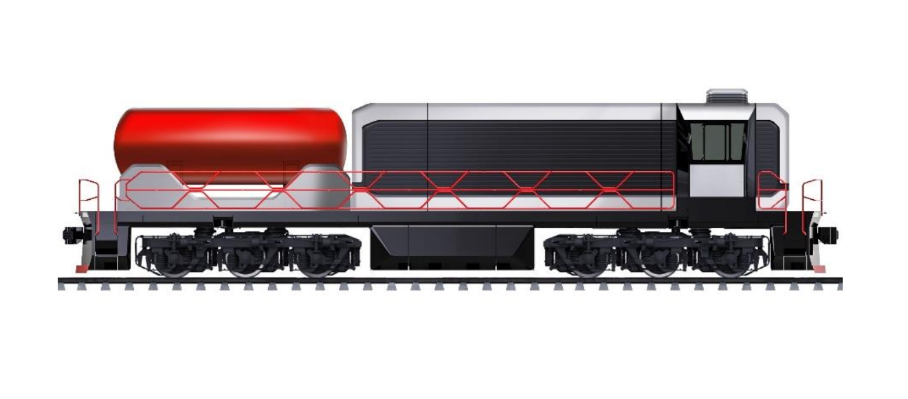 A rendering of the TEM29 shunting LNG locomotive project.