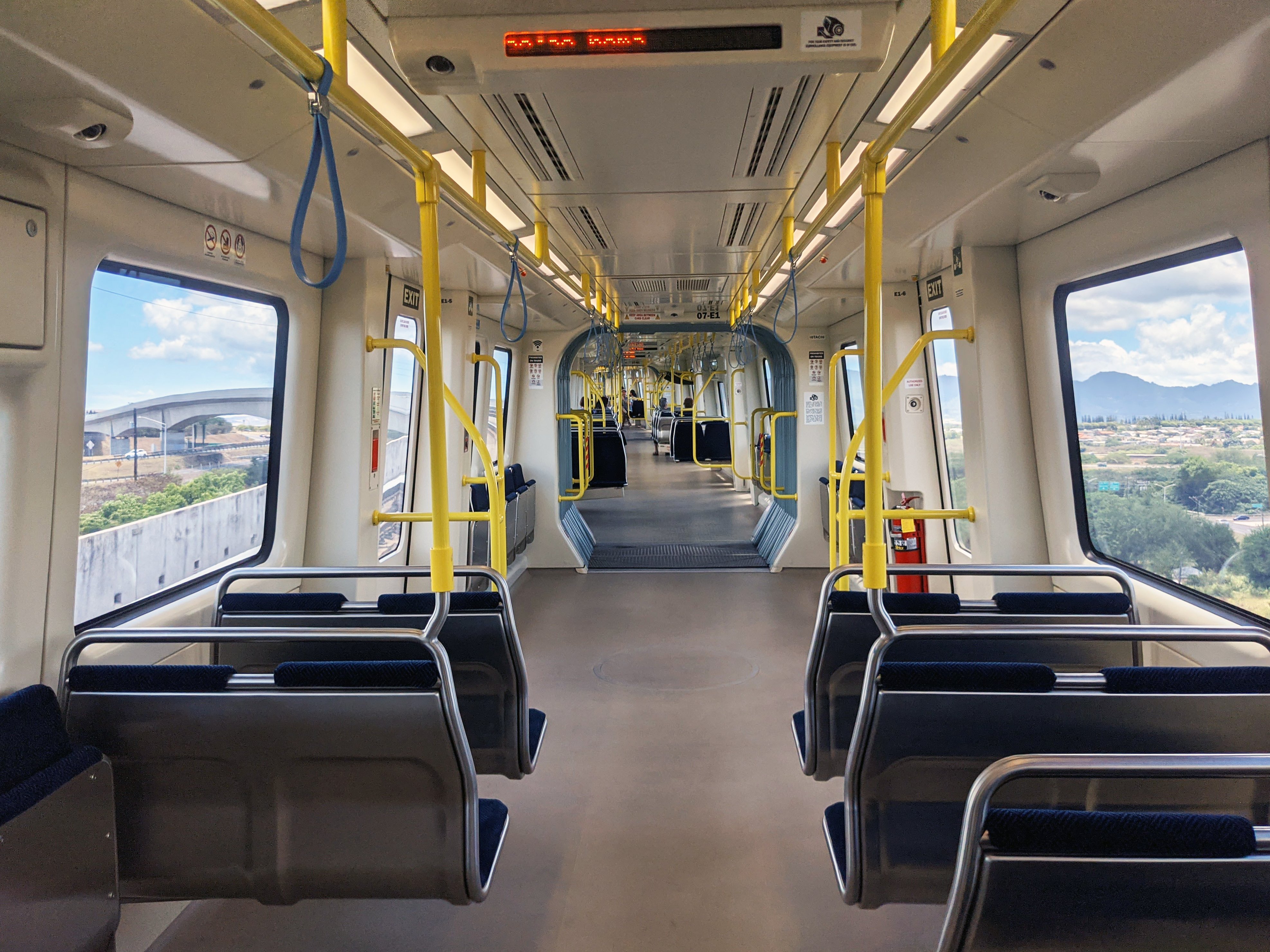 Interior of Skyline’s unmanned trains by Hitachi Rails, Honolulu