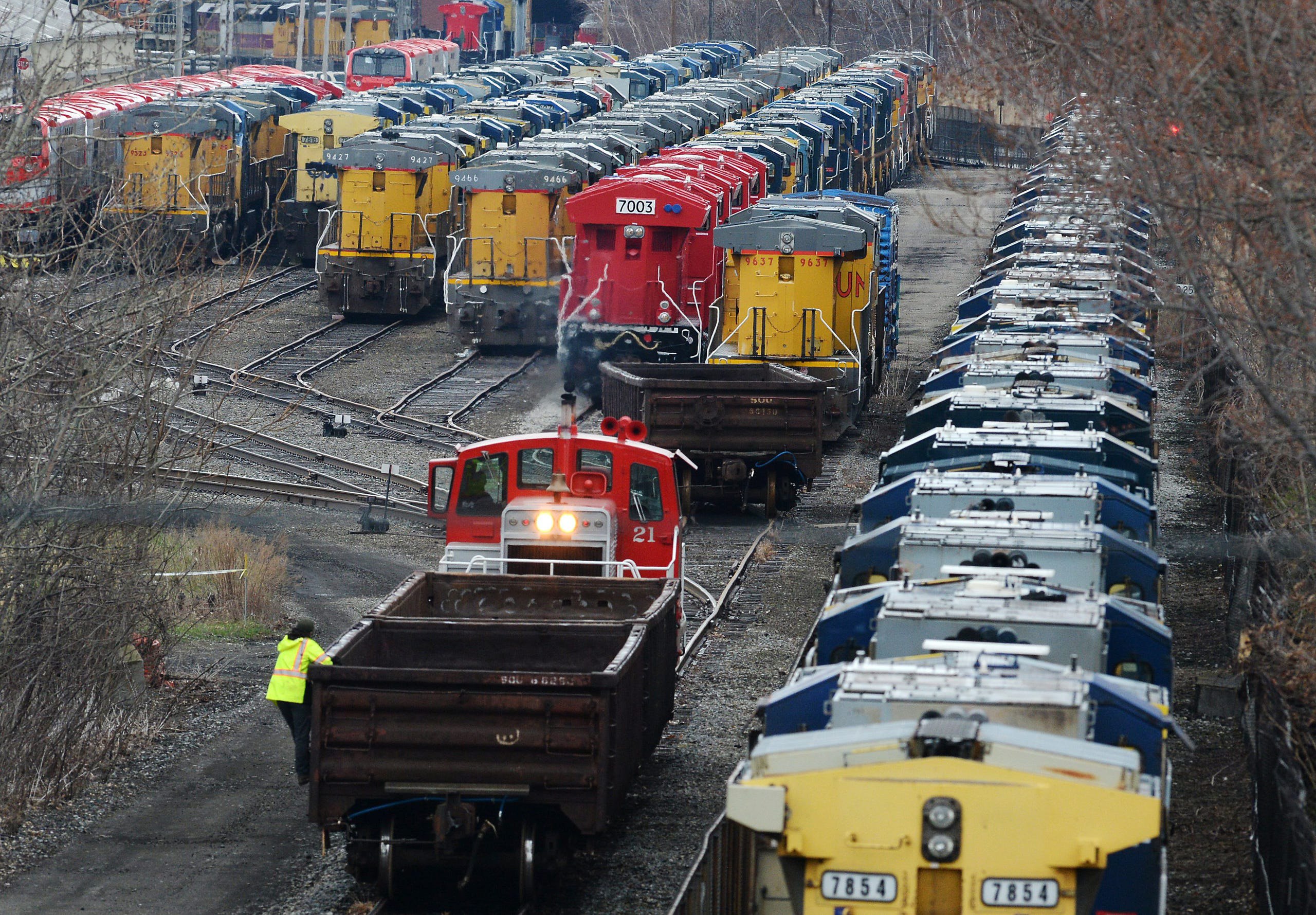 Diesel locomotives at Wabtec’s plant in Erie, USA