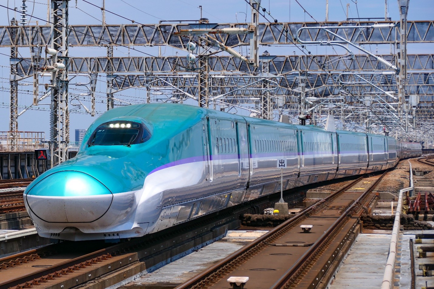 High-speed train E5 Shinkansen on the route to Tokyo