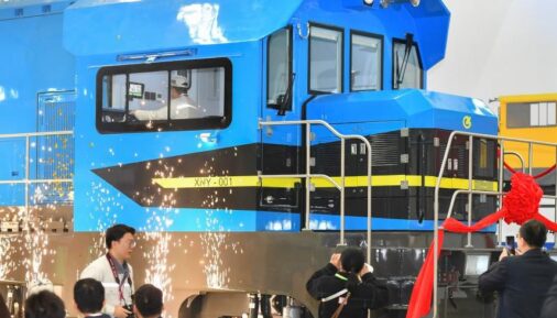 XNY locomotive by CRRC presented at its Zhuzhou facility