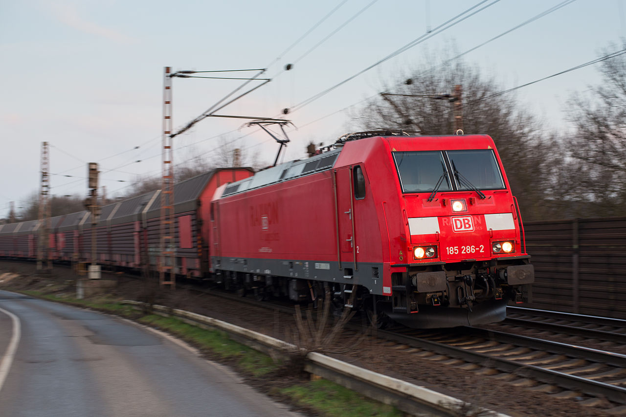 The mainline freight electric locomotive Traxx F140 AC2 in Hanover, Germany