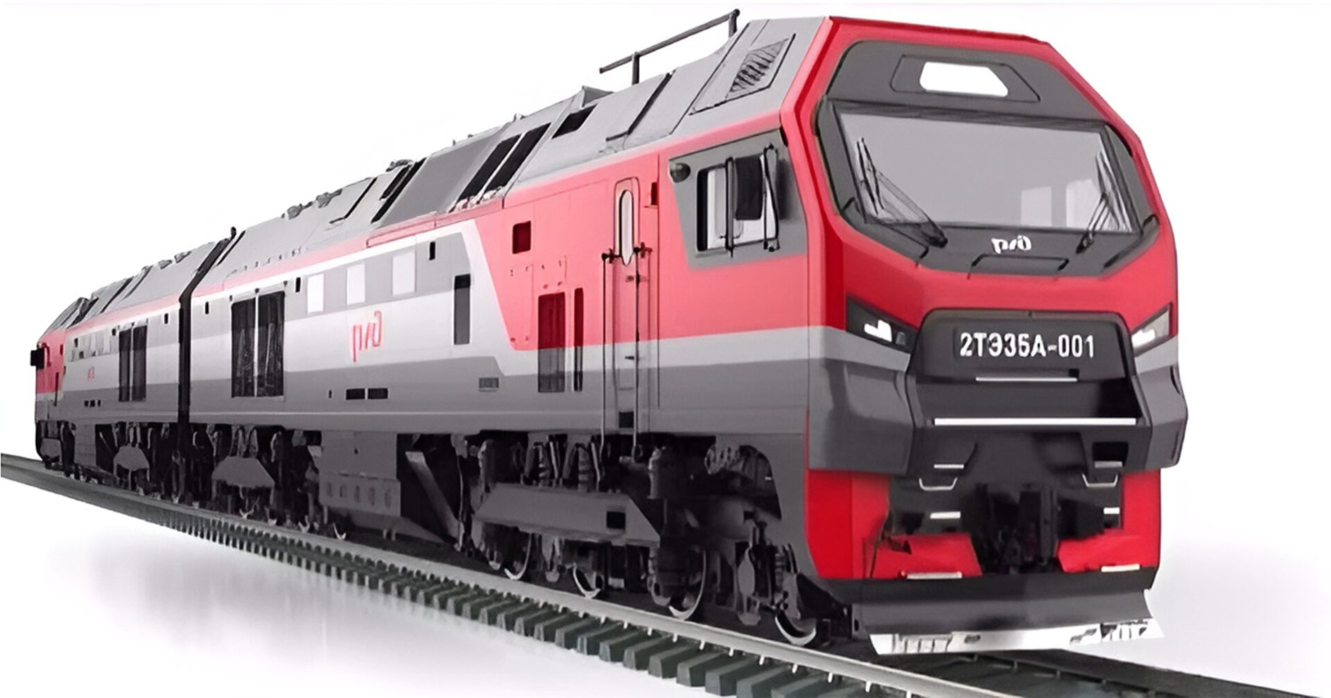 The rendering of the advanced 2TE35A mainline diesel locomotive