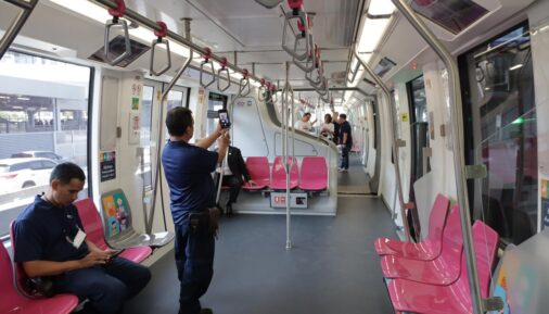 The interior of the monorail Innovia for Bangkok