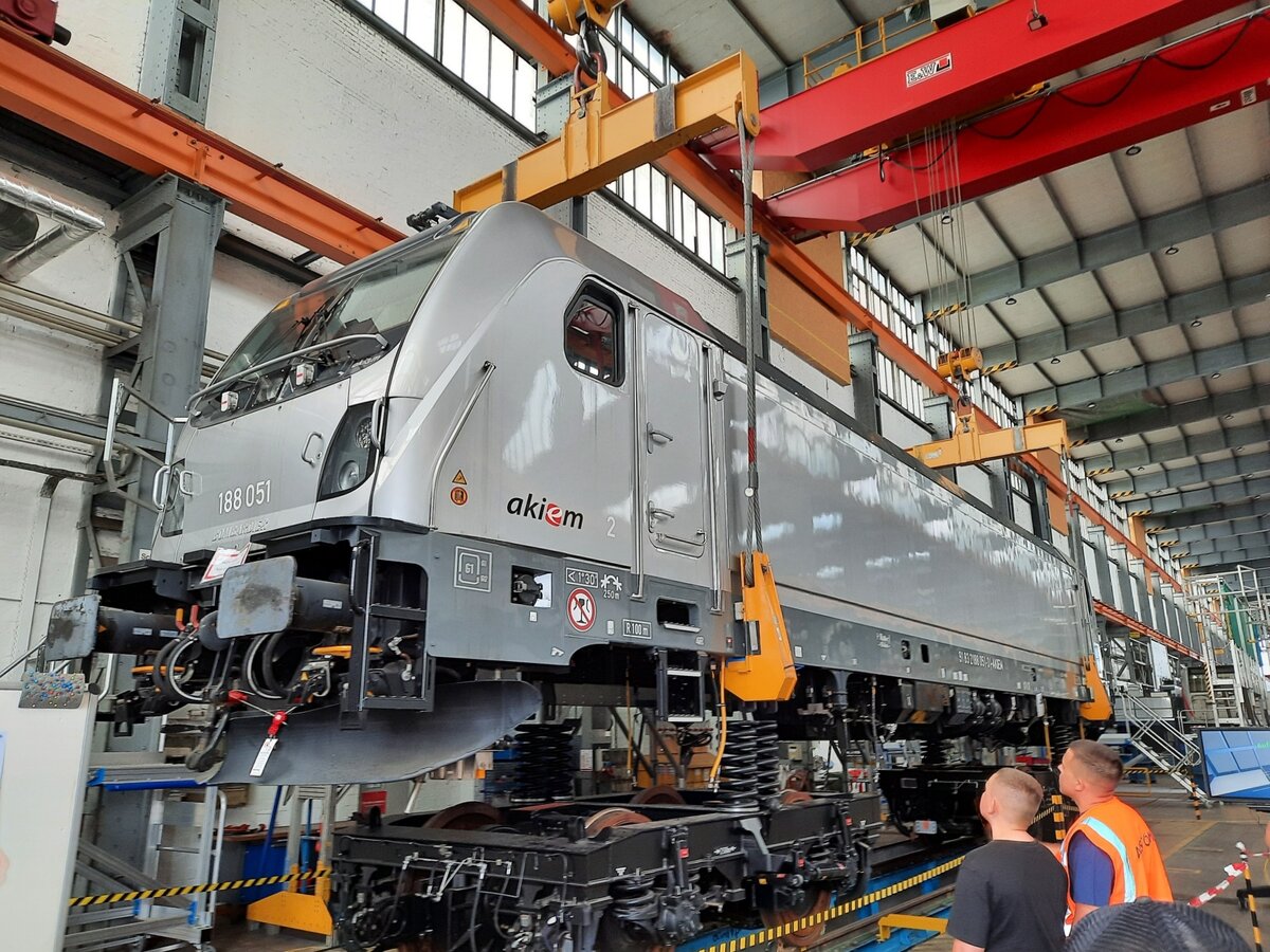 The Traxx locomotive for Akiem at Alstom's plant in Kassel