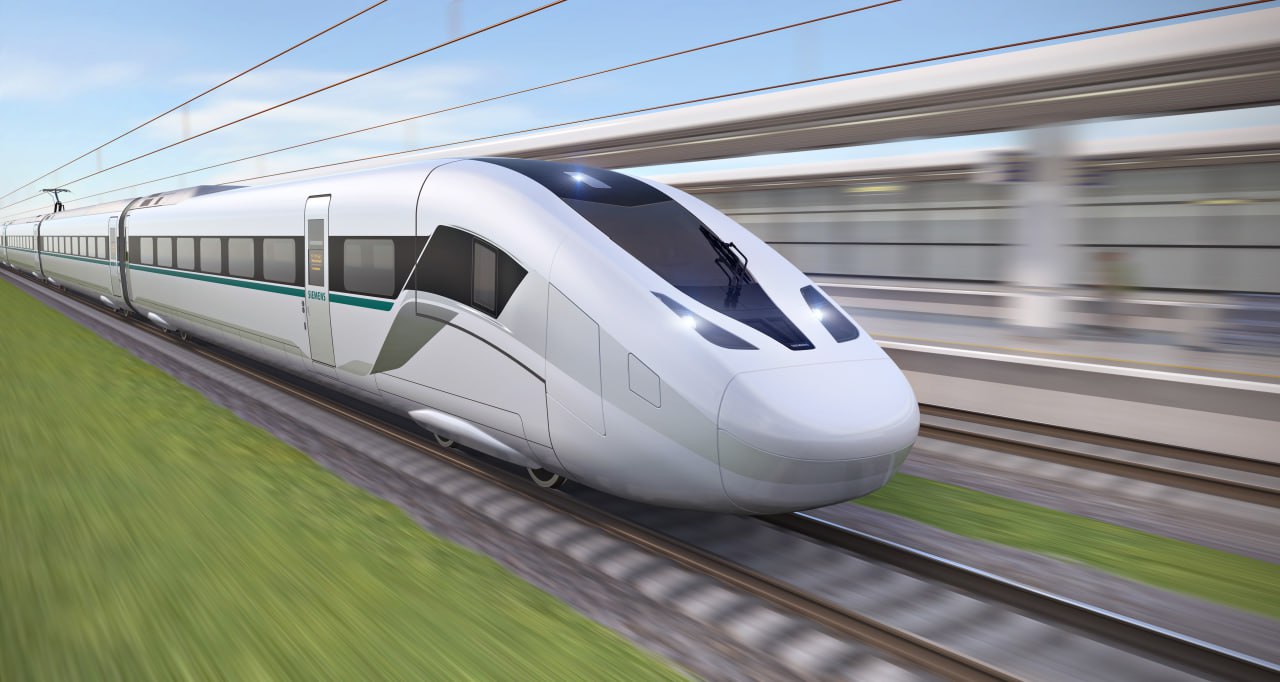 The rendering of the high-speed Velaro Novo by Siemens Mobility