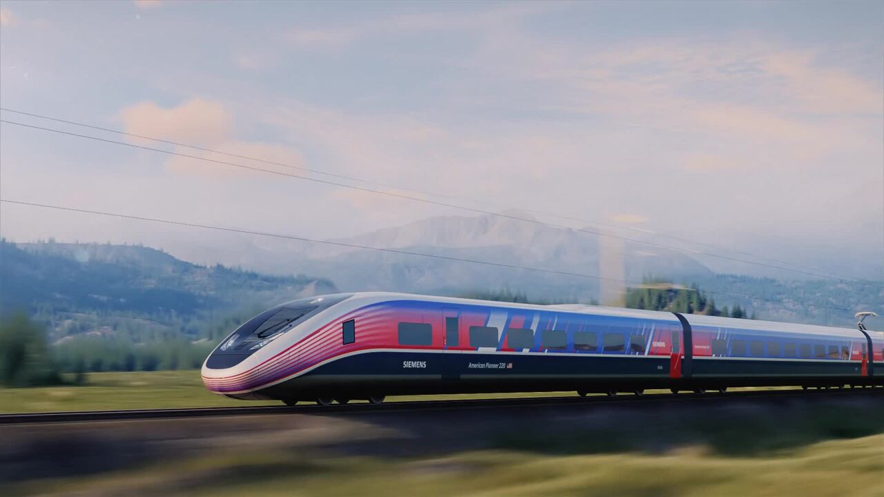 Render of the American Pioneer 220 high-speed train project