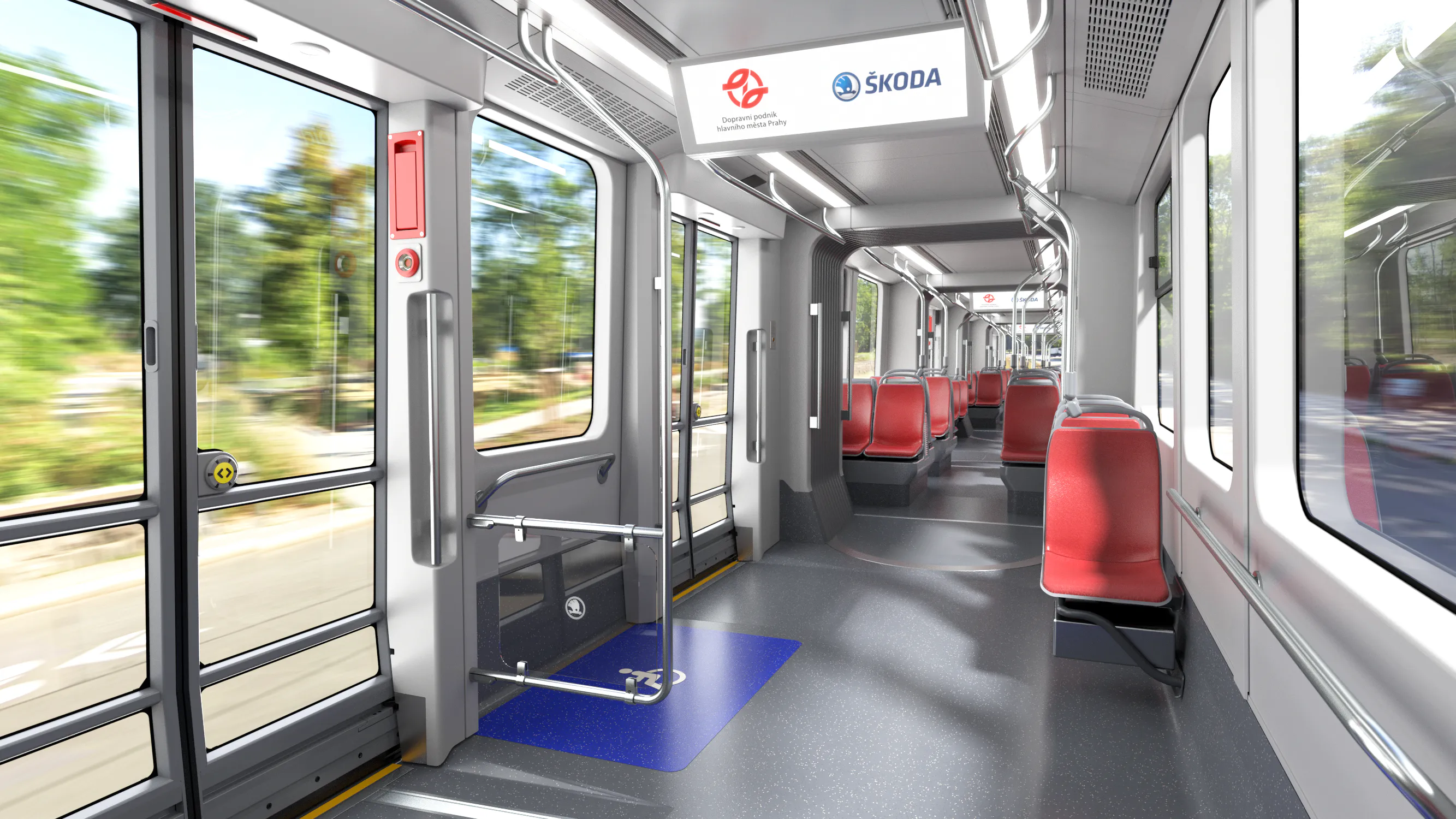 The 3D model of the interior of the future Skoda tram for Praha