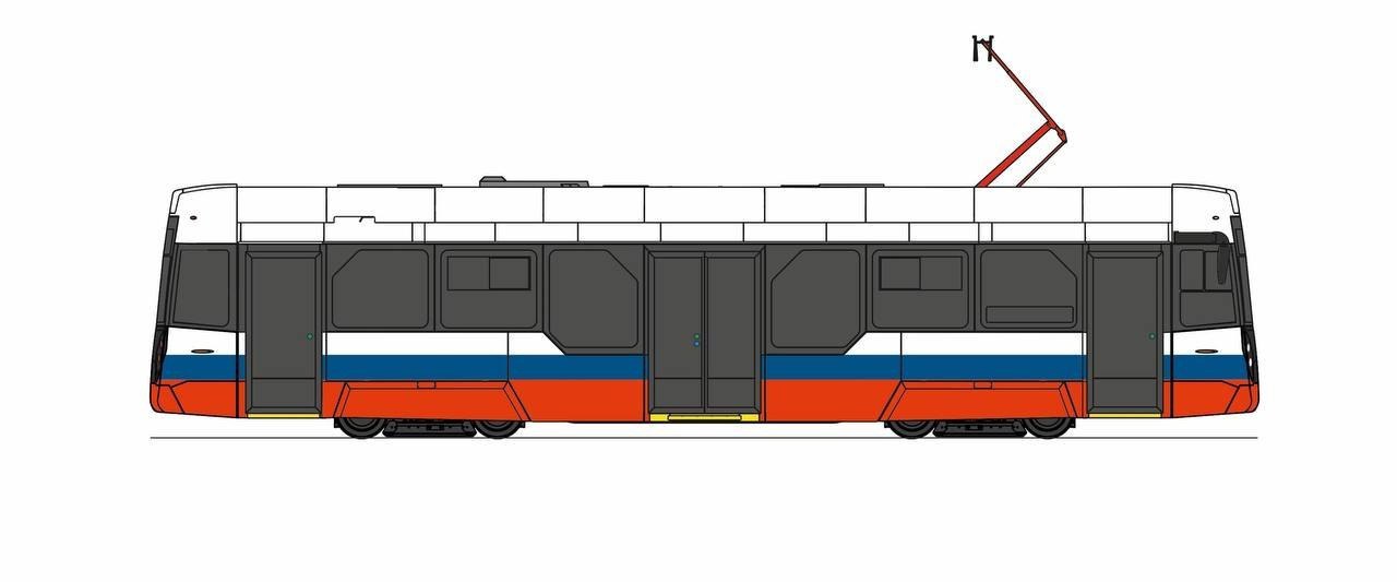 Rendering of the 71-411 single-car low-floor tram for Pyatigorsk