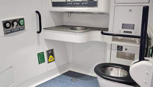 The bioreactor toilet in the Aventra Arterio EMU by Alstom