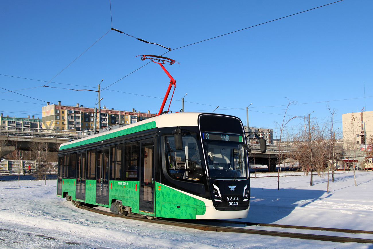The low-floor 71-628-01 tram by UKCP in Chelyabinsk