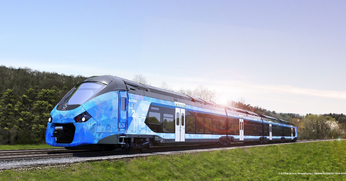 Rendering of Alstom's hydrogen hybrid train for some French regions