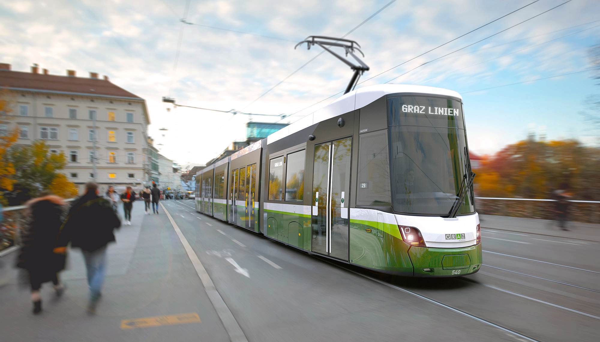 Rendering of the Alstom Flexity tram for Graz