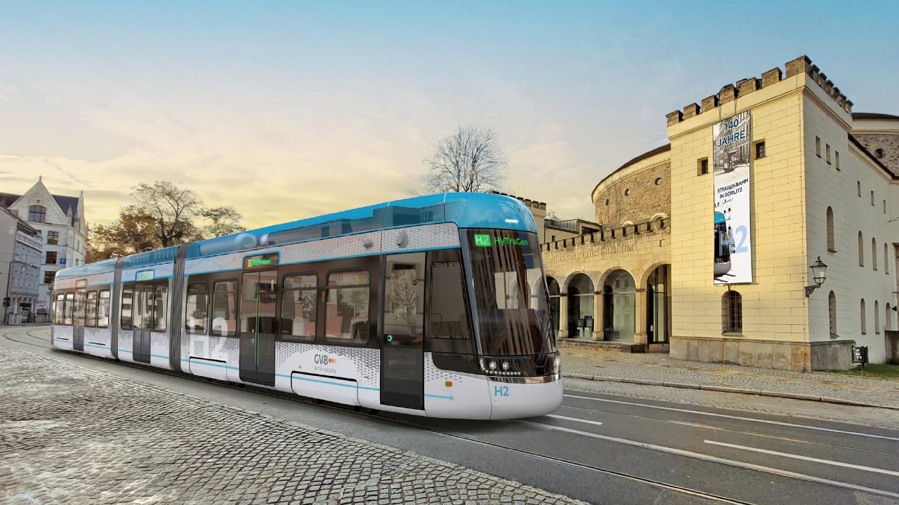 Rendering of the HyTraGen hydrogen tram