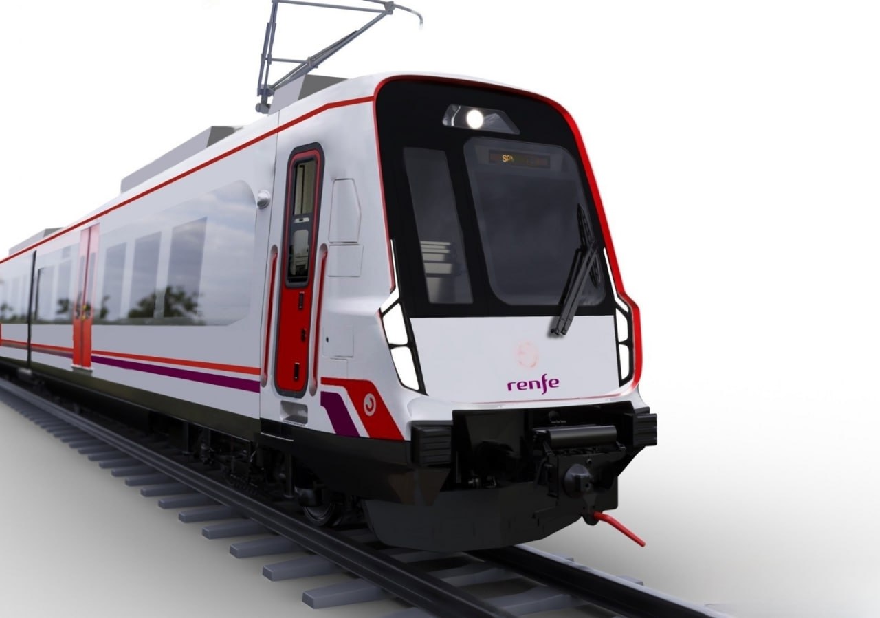 Rendering of a narrow-gauge train for Renfe