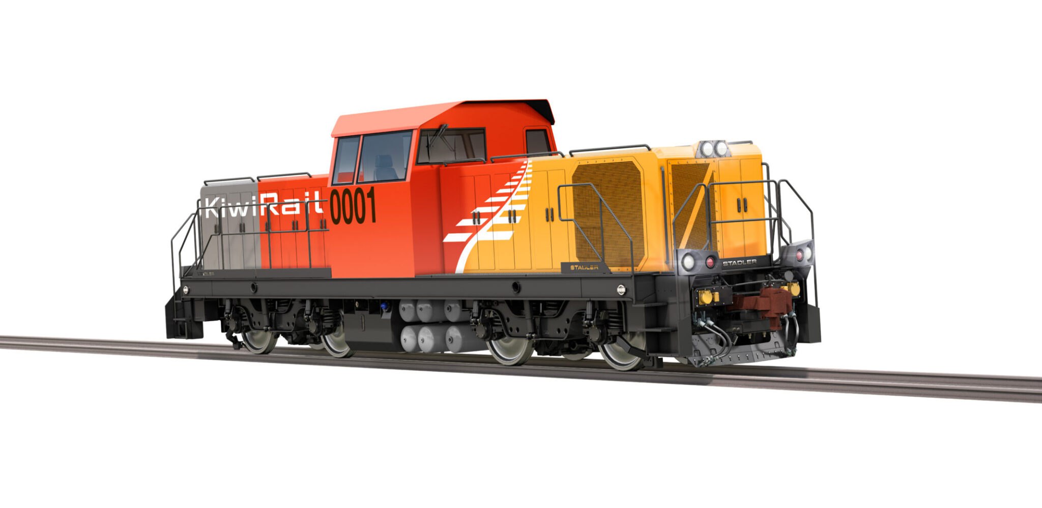 Rendering of the narrow-gauge Stadler locomotive for KiwiRail