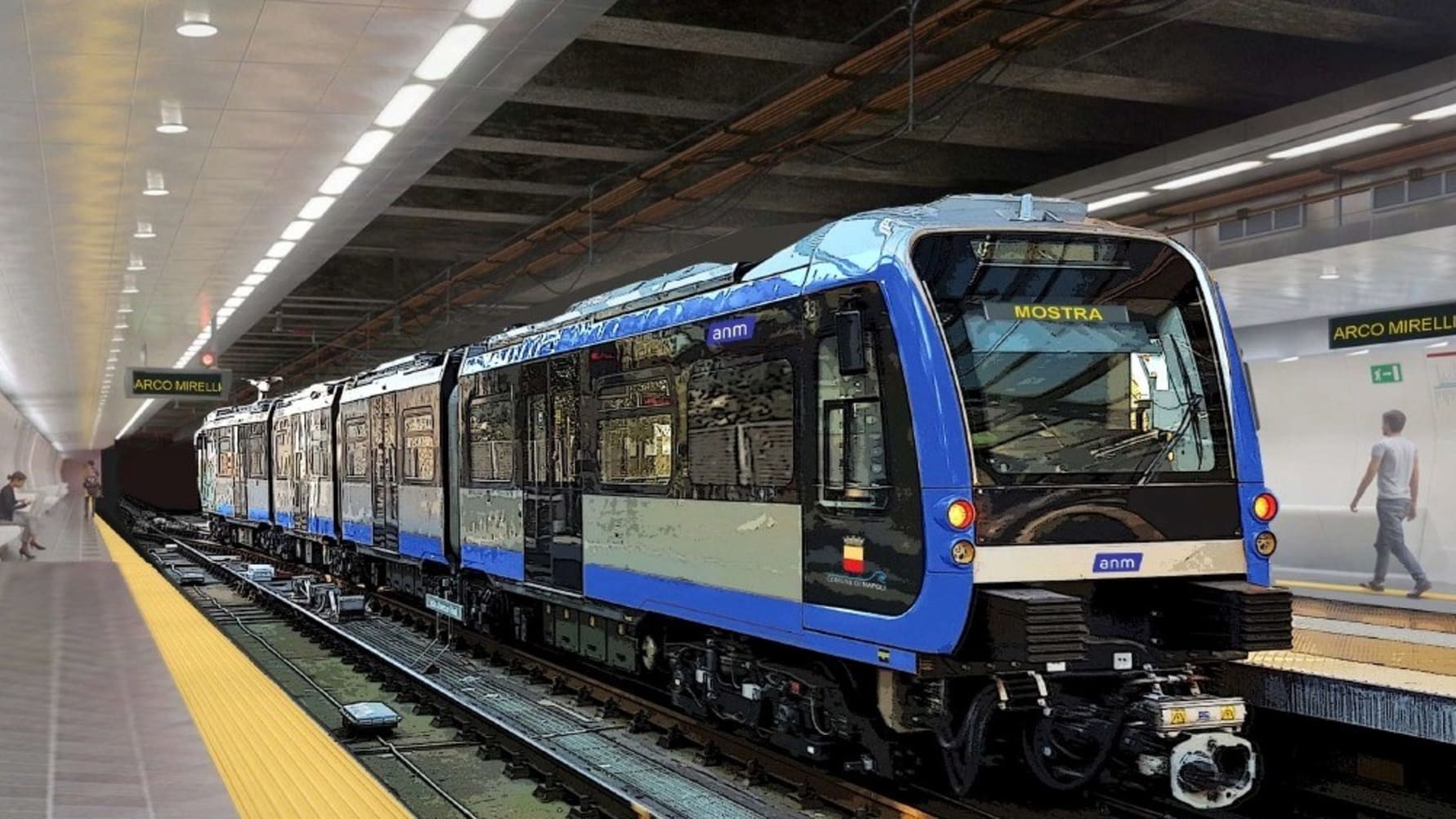 Rendering of the Hitachi Rail train for the Naples metro