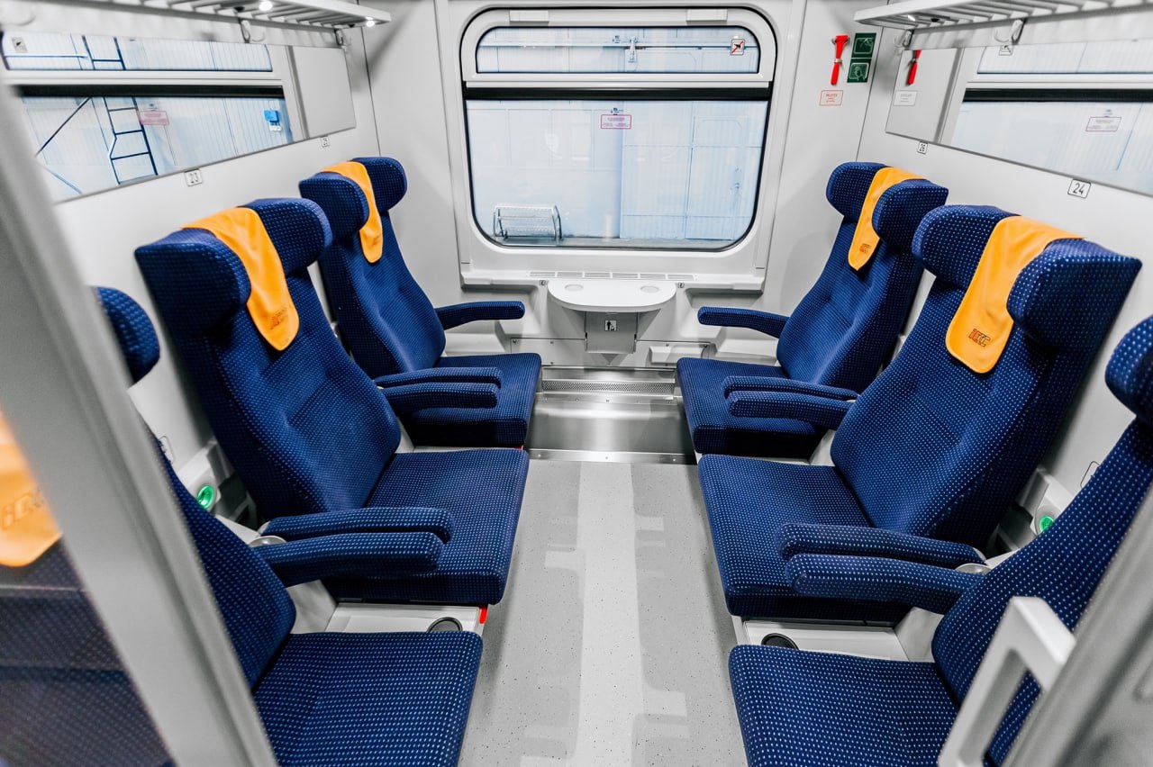 Inside the passenger sitting coach overhauled by FPS for PKP Intercity