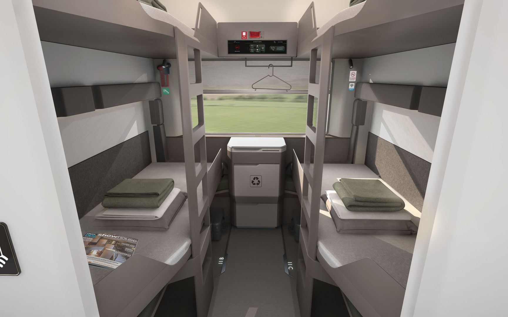Rendering of a Comfort couchette for the Intercity Notte night service