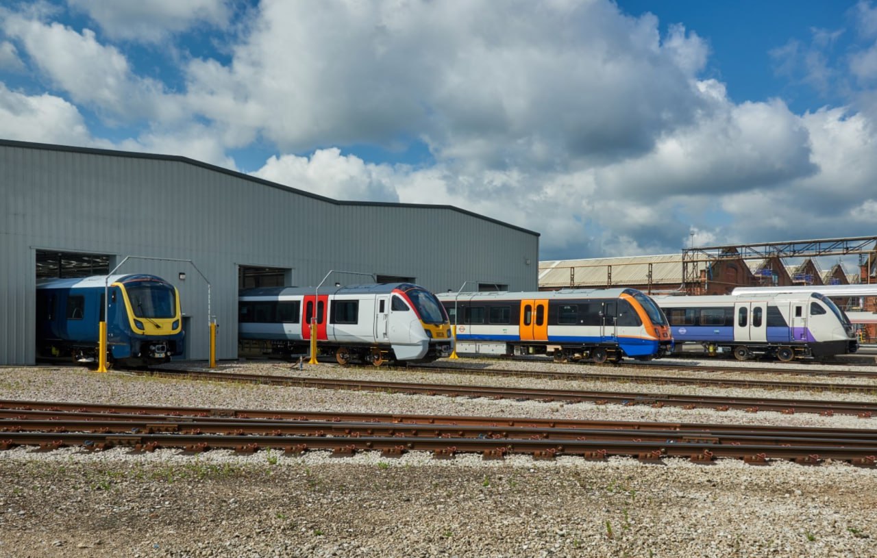 The Alstom Aventra EMUs at the Derby site