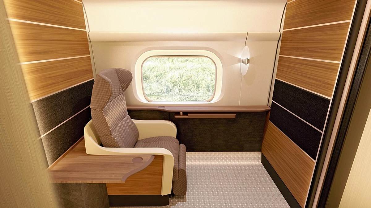Rendering of a private compartment in the N700S Shinkansen