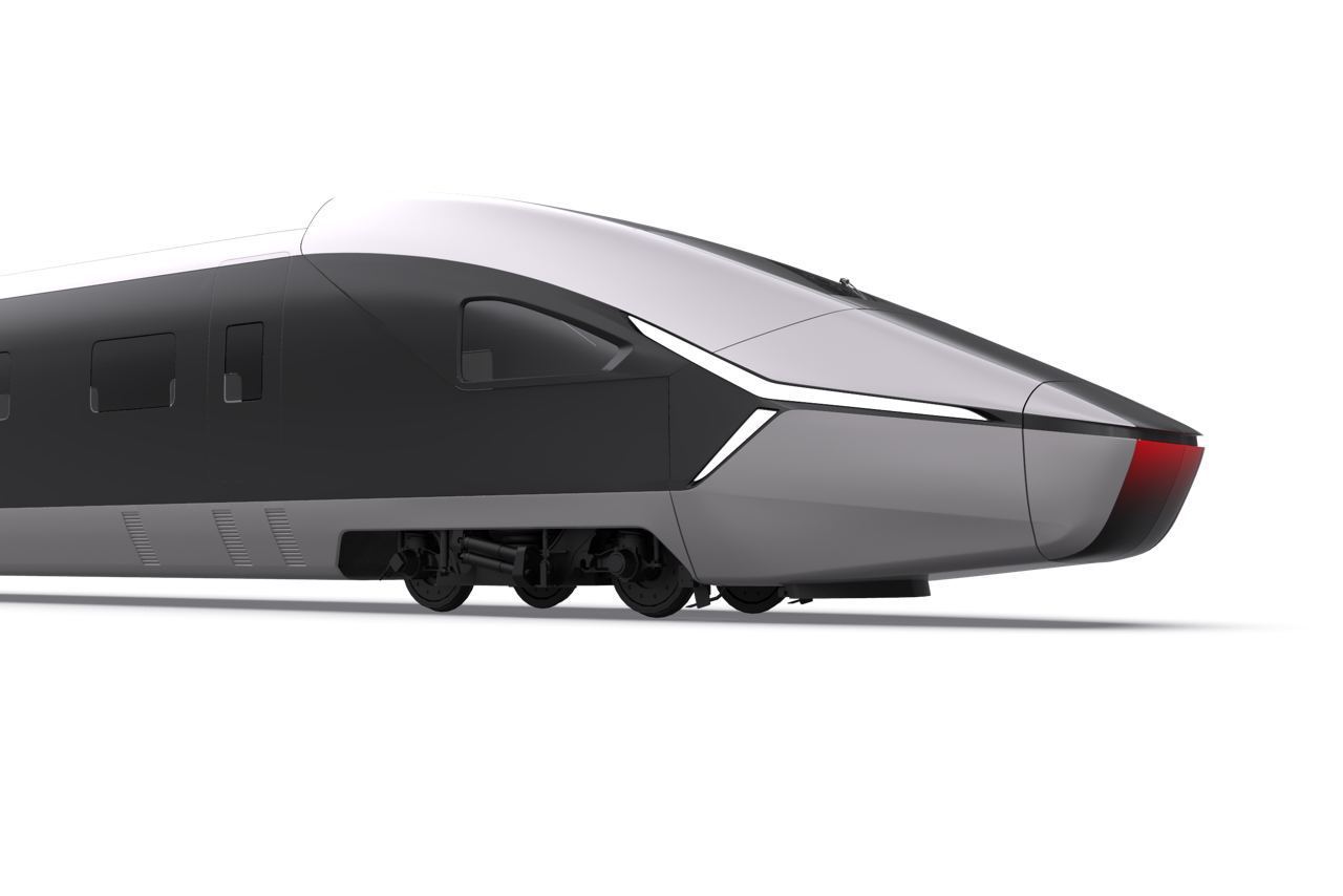 Rendering of a head car of the Russian high-speed train
